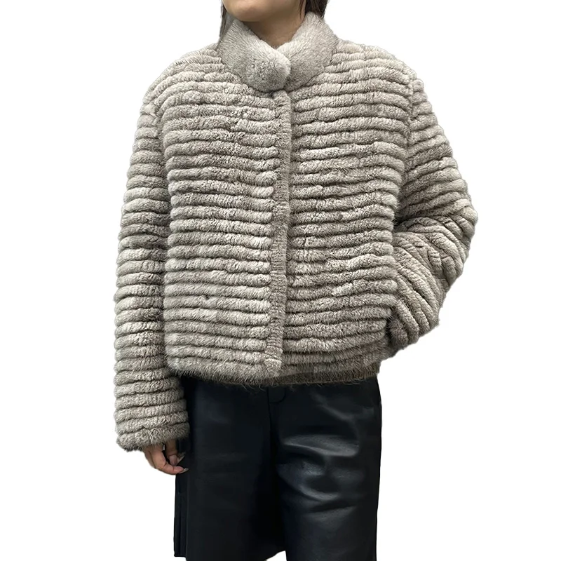 High Quality Ladies Stand Collar Soft Mink Fur Jacket Genuine Mink Women Fur Coat