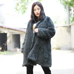 CX-G-A-139E Cheap Price Wholesale Knitted Rabbit Fur Coat Women