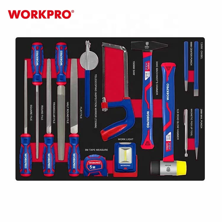 WORKPRO 195PC EVA Tray Mechanic Maintenance Trolley  Chest Workshop Tools Rolling Cart Cabinet Tool Set