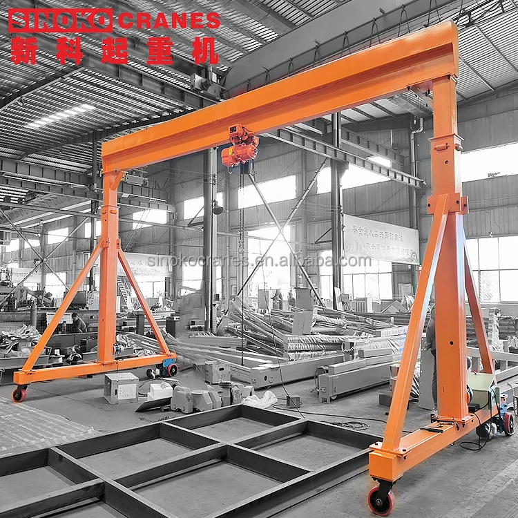 Chinese Simple Structure Manual Small Gantry Crane 10 Ton With Electric Chain Hoist