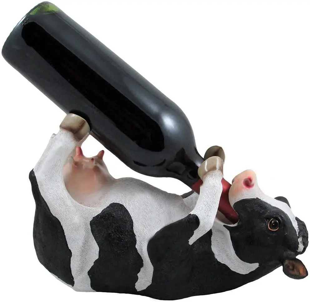 Customized Country Farm Cow Wine Bottle Holder Statue
