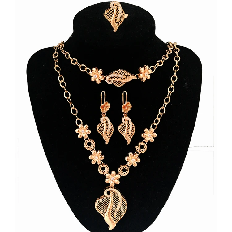Romooz Latest Design dubai Gold Plated Wholesale Artificial Jewellery Set I Love You Heart Shaped zircon Jewelry Set