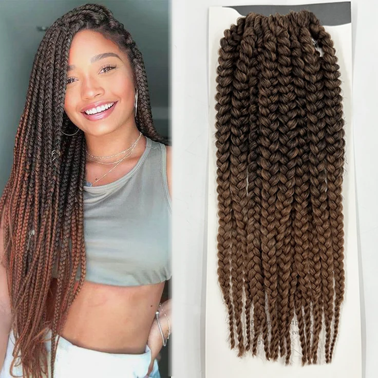 Wholesale bulk 12inch 2x box braids braiding hair 15/strands 100% handmade kanekalons fiber crochet braids Havana dreadlocks