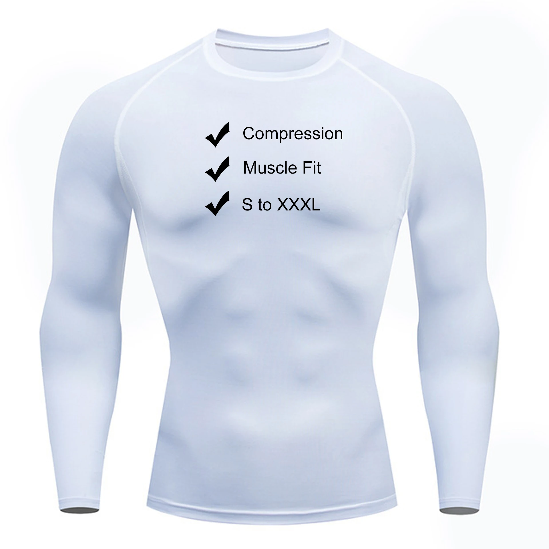 Plus Size S-3XL Compression Polyester Tee Shirt Long Sleeve T-shirt Fitness  Wear Gym Tshirt Sport Clothing Men