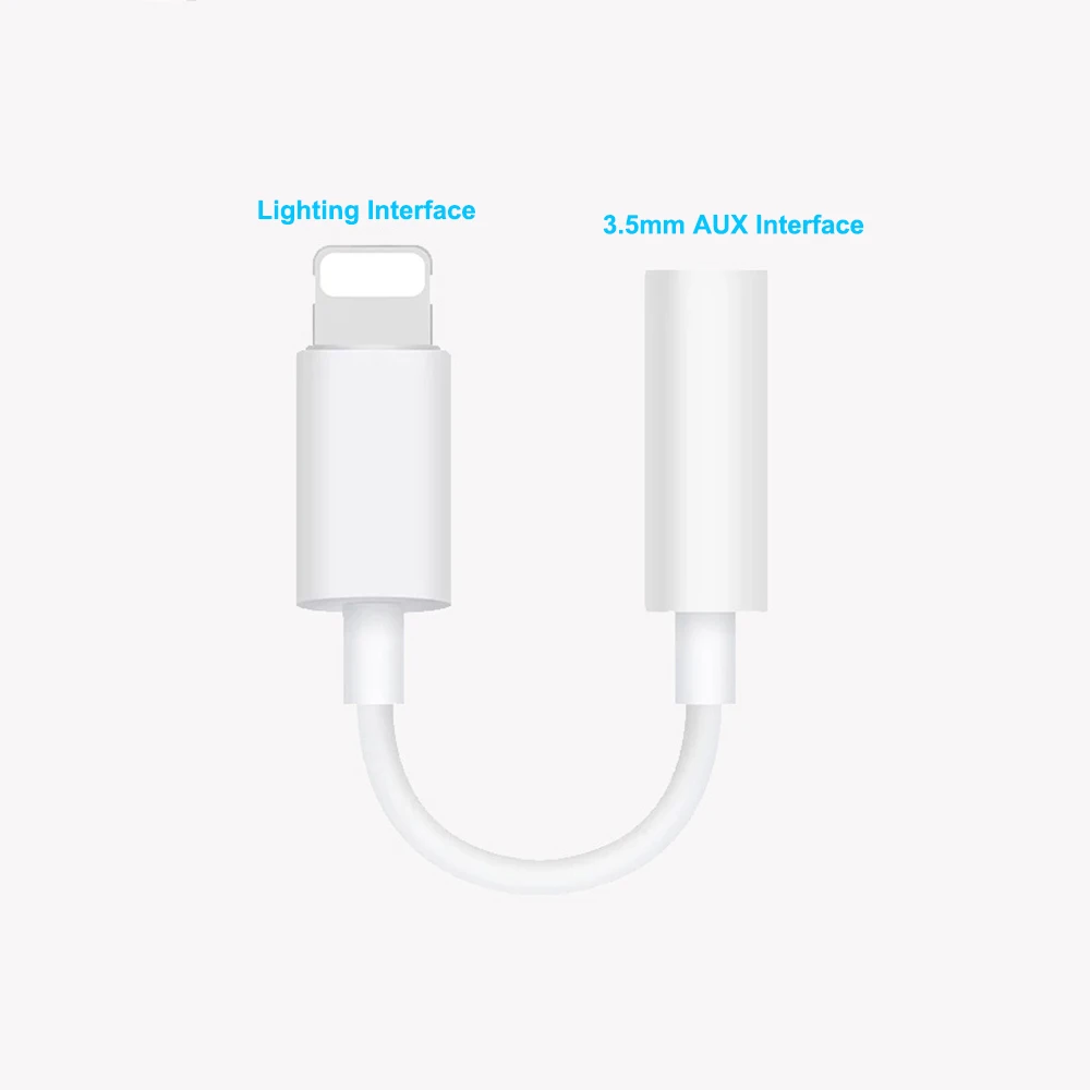 
Aux Audio Lightening to 3.5mm jack adapter 8pin Splitter original DAC chip Headphone cable converter for iphone IOS Device 
