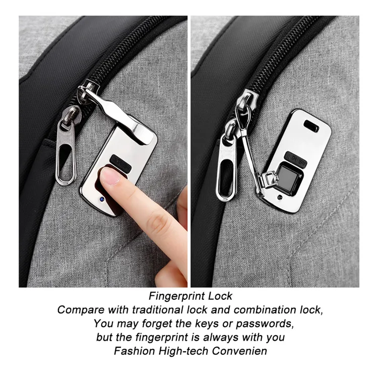 
Custom oem personal label fingerprint lock antitheft laptop safety backpack with lock 
