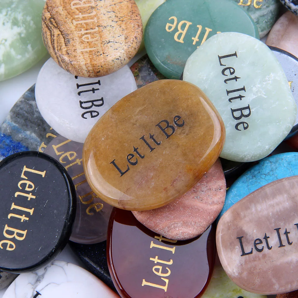 Bulk Wholesale Natural Gemstone  Engraved Inspirational Words Pocket Stones