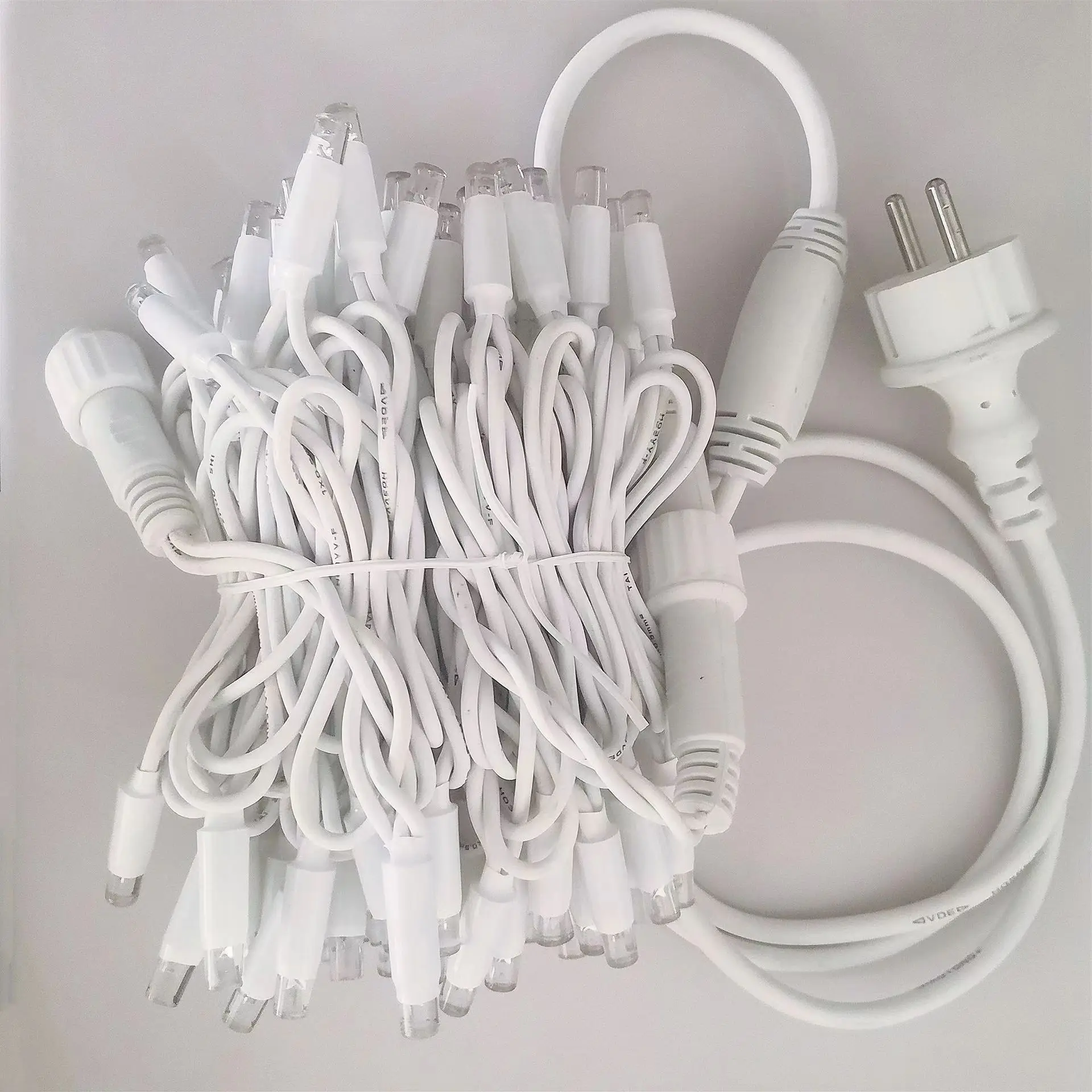 White Outdoor 10m 100 LED rubber wire String Lights IP65 Christmas Light Rubber Cable Commercial String Light