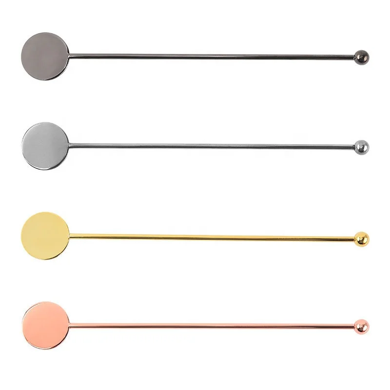 Custom Logo Metal Bar Tool Coffee Beverage Stirrers Stainless Steel 304 Cocktail Swizzle Stick for Stirring Drinks Cocktails