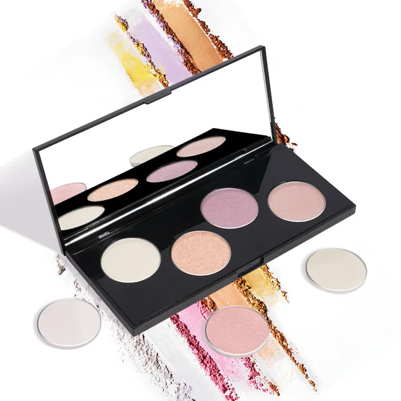 Custom wholesale 4 colors multichrome vegan makeup blue pink brown eye shadow palette private label