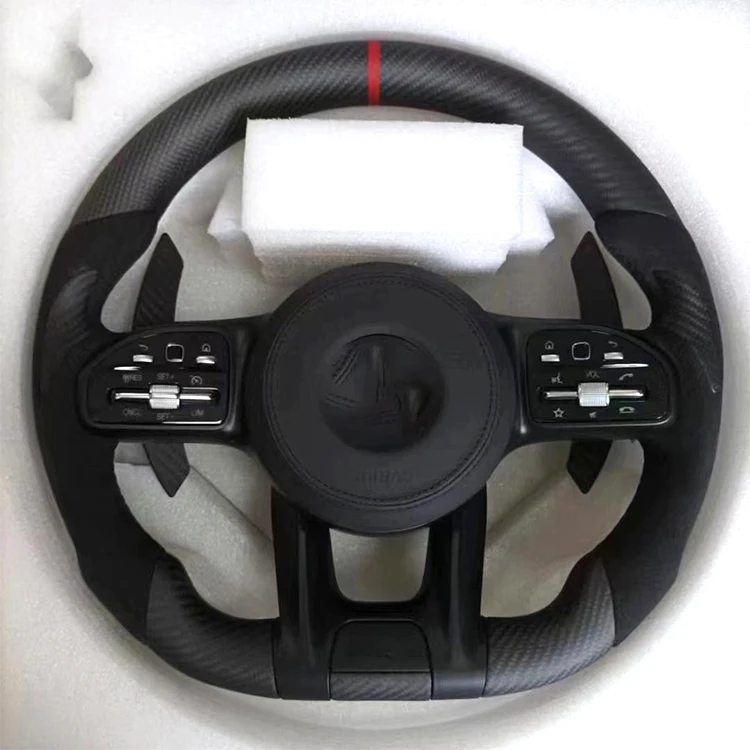 Custom auto accessories For Mercedes-Benz AMG GL W166 G500 leather real carbon fiber steering wheel