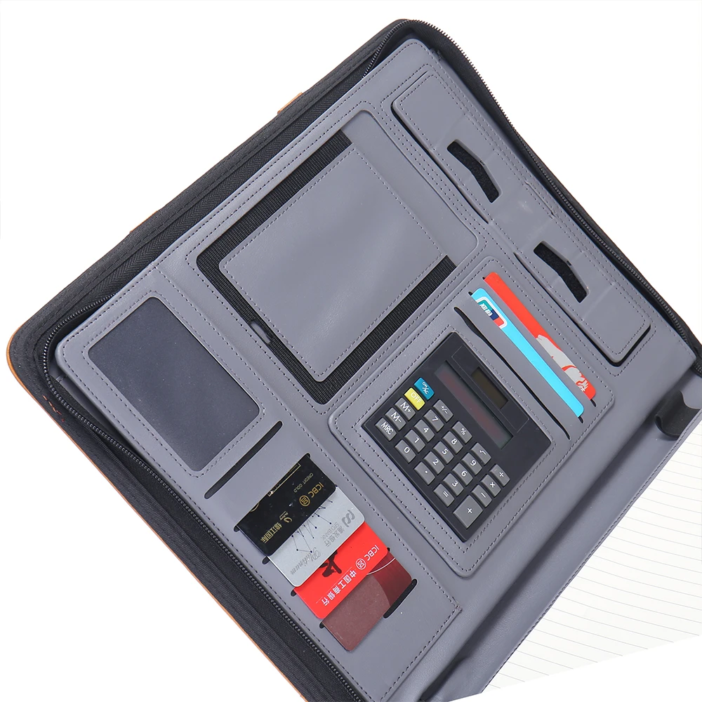 a4 Conference Document Bags Zippered Pad folios File Folder With Handle