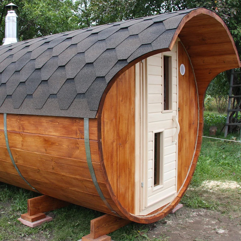Outdoor Traditional Sauna Room Long Barrel Sauna 6-8 Person Sauna For Sale