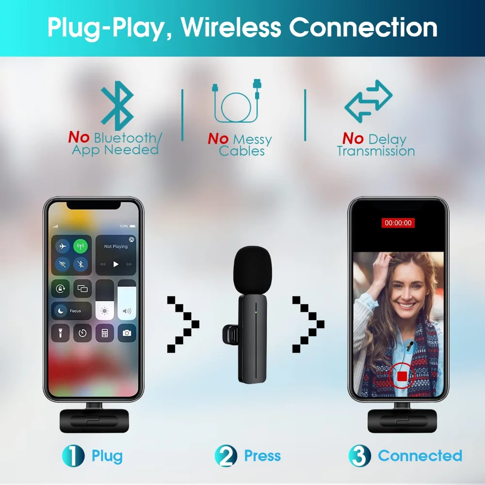 Профессиональные беспроводные микрофоны Lavalier Plug-Play Беспроводной микрофон для записи Iphone