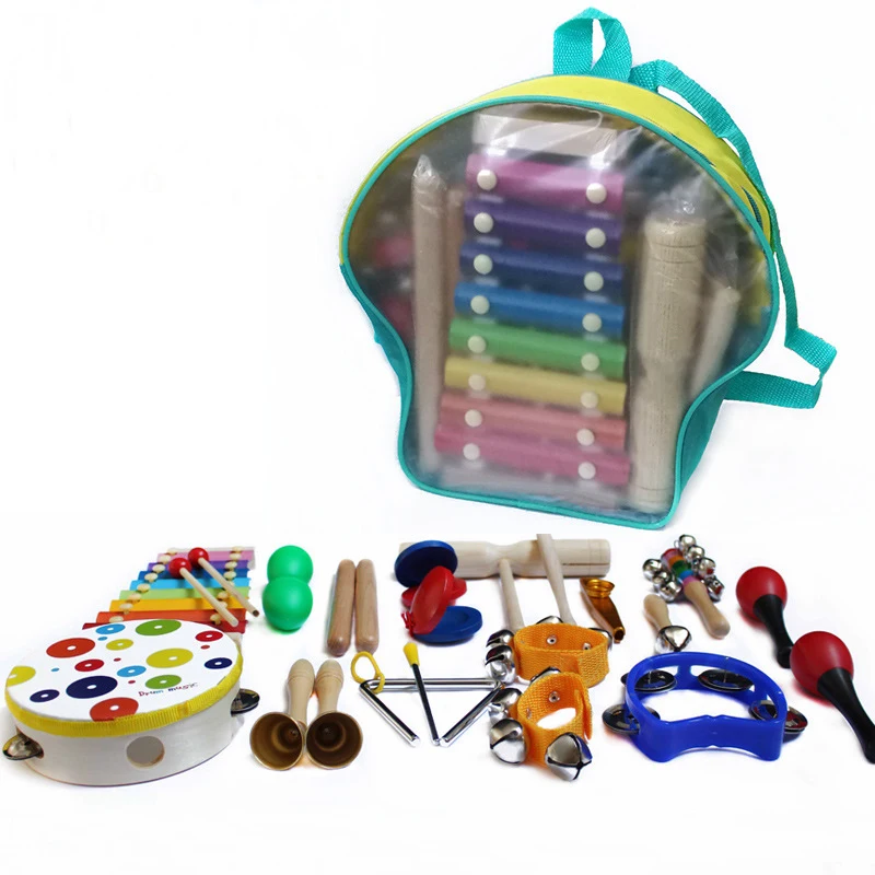 Toddler Musical Instruments 19pcs Wooden Percussion Instruments Toy for Kids Preschool Educational,Musical Toys Set for kids