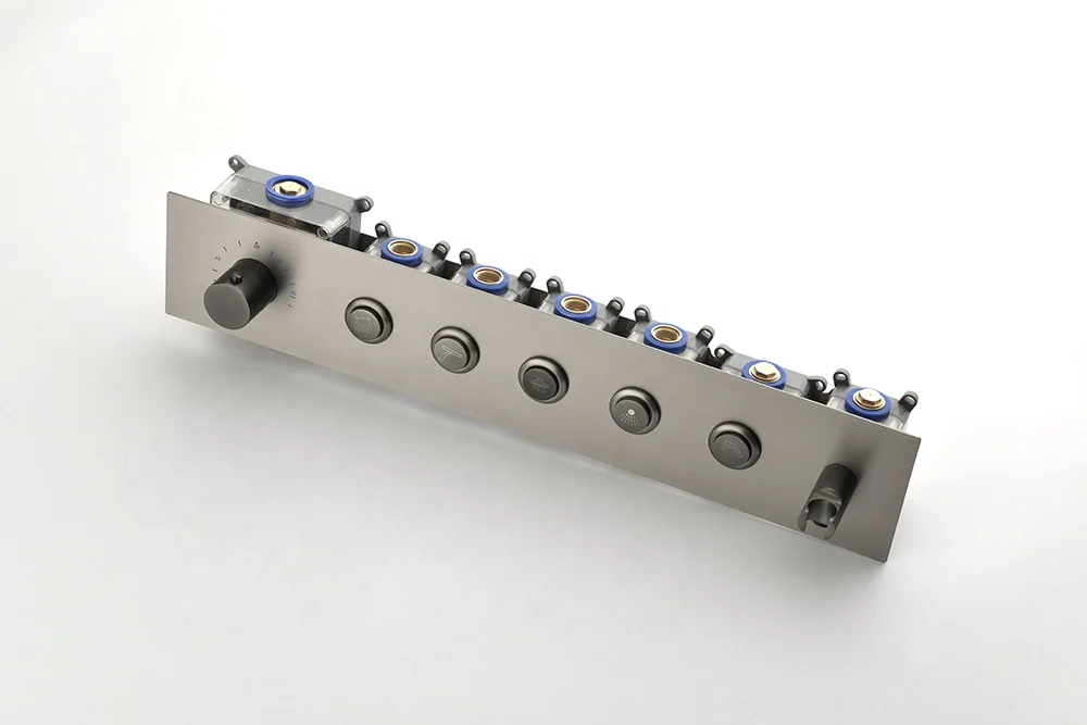 Hidden Four-function button: all-copper thermostatic  Control switch with water flow control  Accessories for shower set