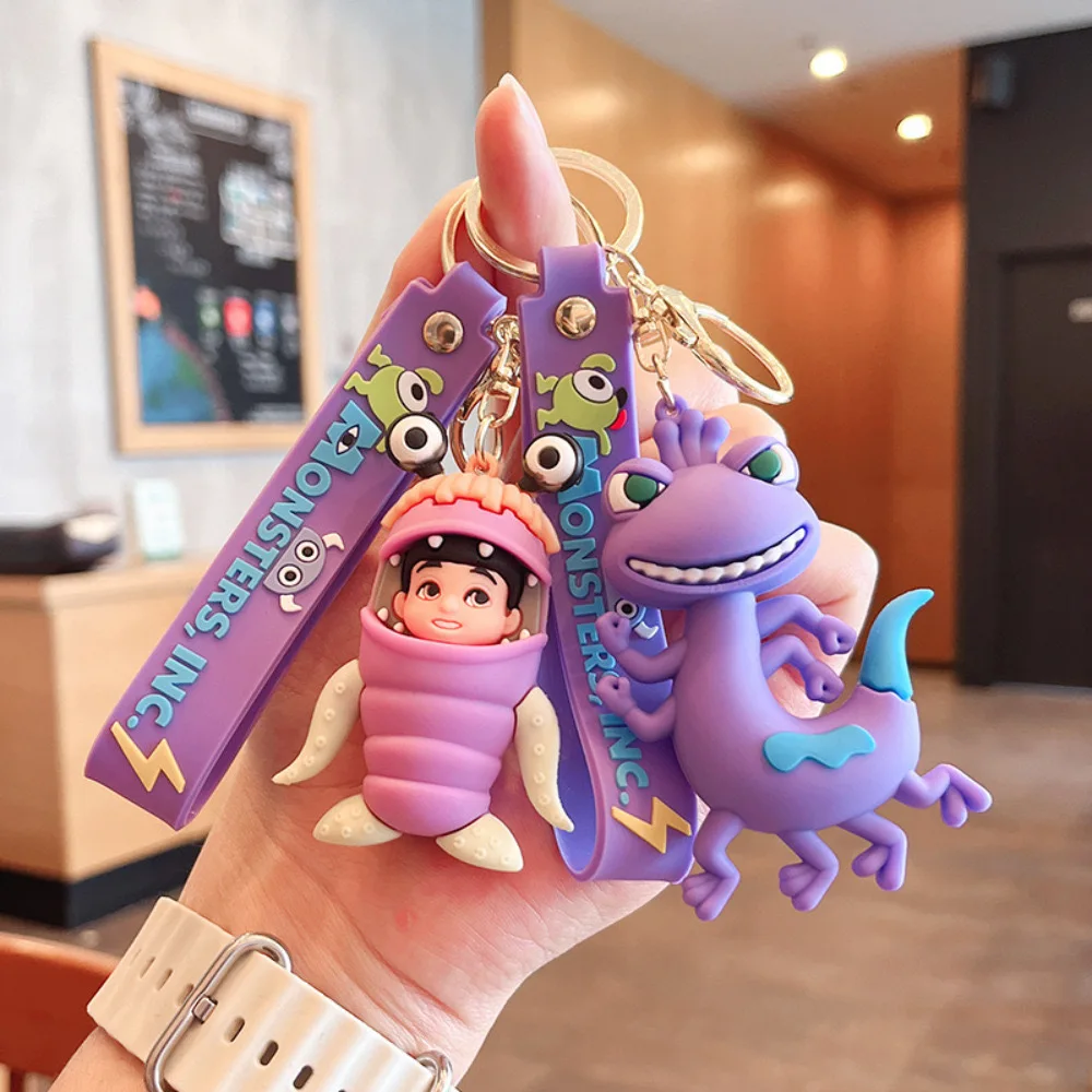 Cute Big Eyed Hair Monster Keychain 3D Kawaii Custom Pvc Anime keychain bag pendant Electric Power Company Key chain Accessories