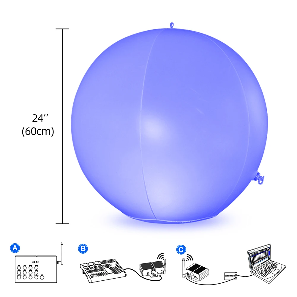 Floating Beach Balls 60cm Inflatable Multi-Color Luminous Party Yard Outdoor Indoor Play LED Lighted Decorative Ball