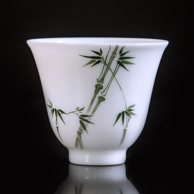 Zhong's Kiln Small Tea Cup Jingdezhen Teacup Ceramic Hand-painted Pastel Plum Orchid Bamboo and Chrysanthemum Porcelain Tea Cup