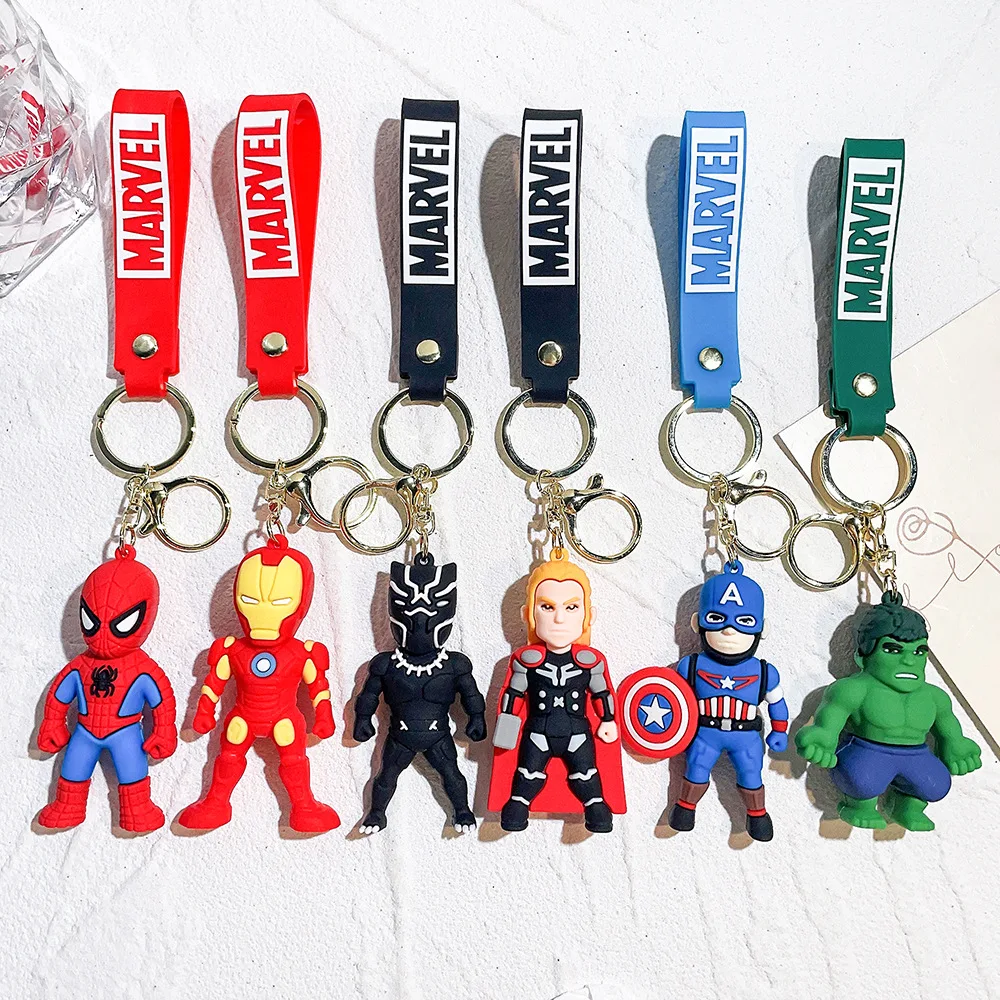 ZY2408C 58 Style Cartoon Marvel Avengers 3D Role keychains Spider-Man Captain Lron Man Superhero Movie Doll keychain