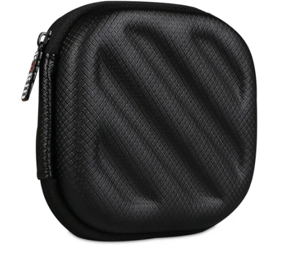 BUBM Small Cute Black EVA Hard Travel Carrying Earphone Zipper Case for USB Stick Earbuds Cable Cord Phone Adapter Charger