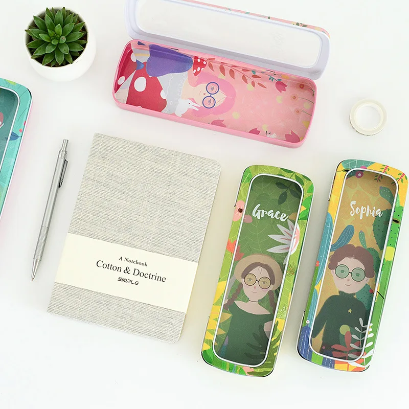 New Fashion Simple Metal Pencil Case for Kids Stationery Pen Bag Box