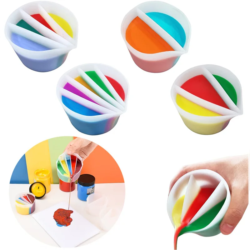2/3/4/5 Grids Silicone Epoxy Resin Mixing Cup Color Mixing Distribution Measuring Cup DIY Epoxy Resin Tools Paint Pouring Cup