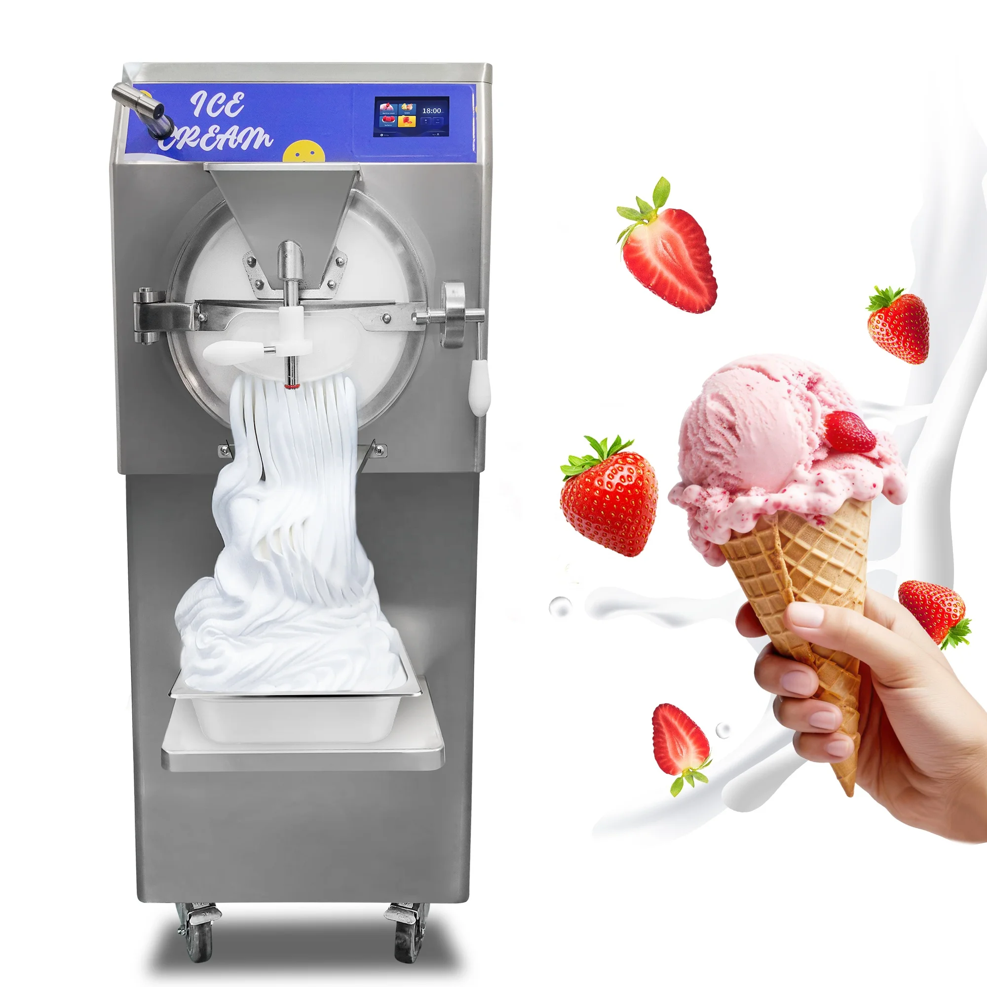 Snack cold drink shop vertical model commercial low price touch screen sorbetto slush Italian ice gelato hard ice cream machine