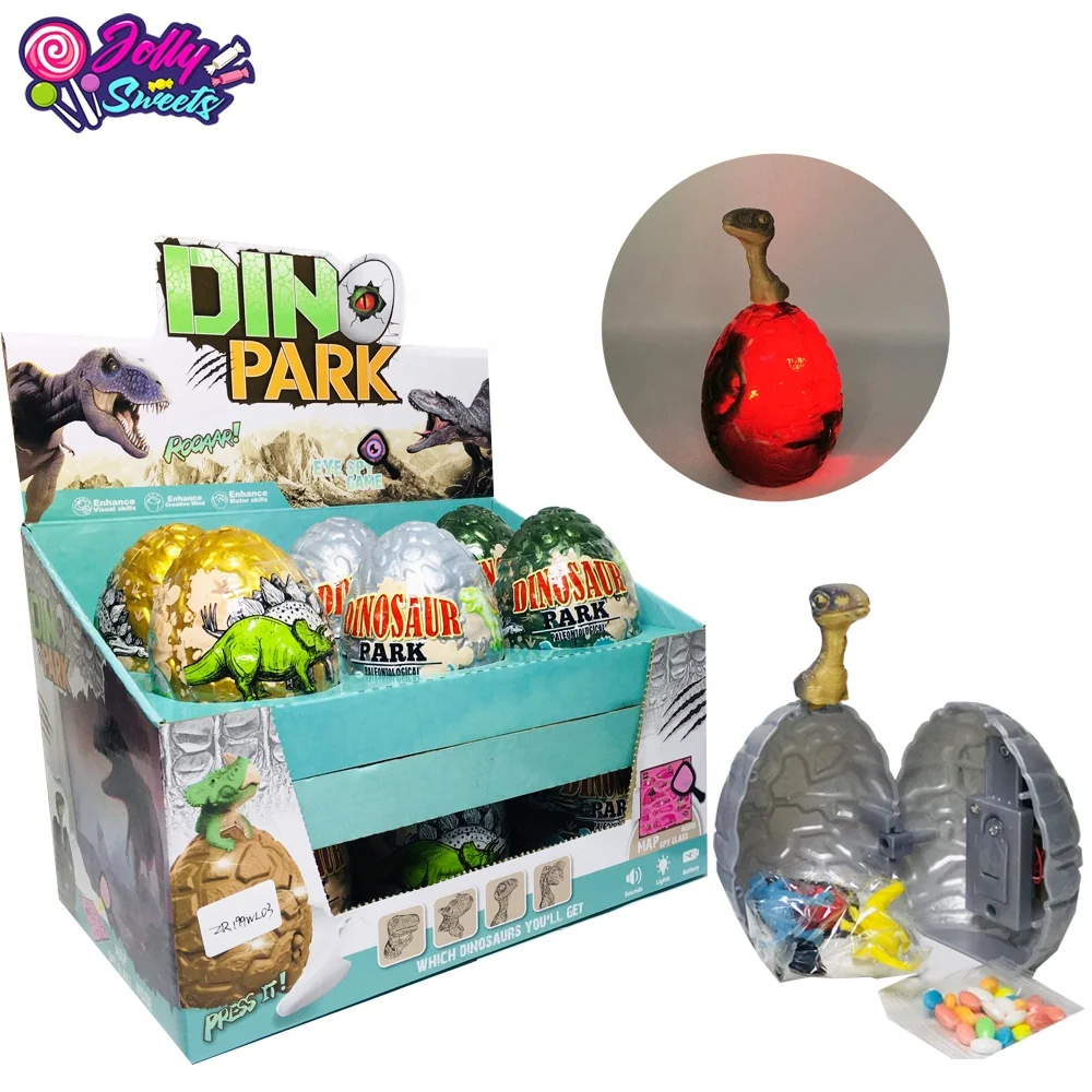 JollySweets plastic dinosaur surprise egg with light and sound novelty candy toy