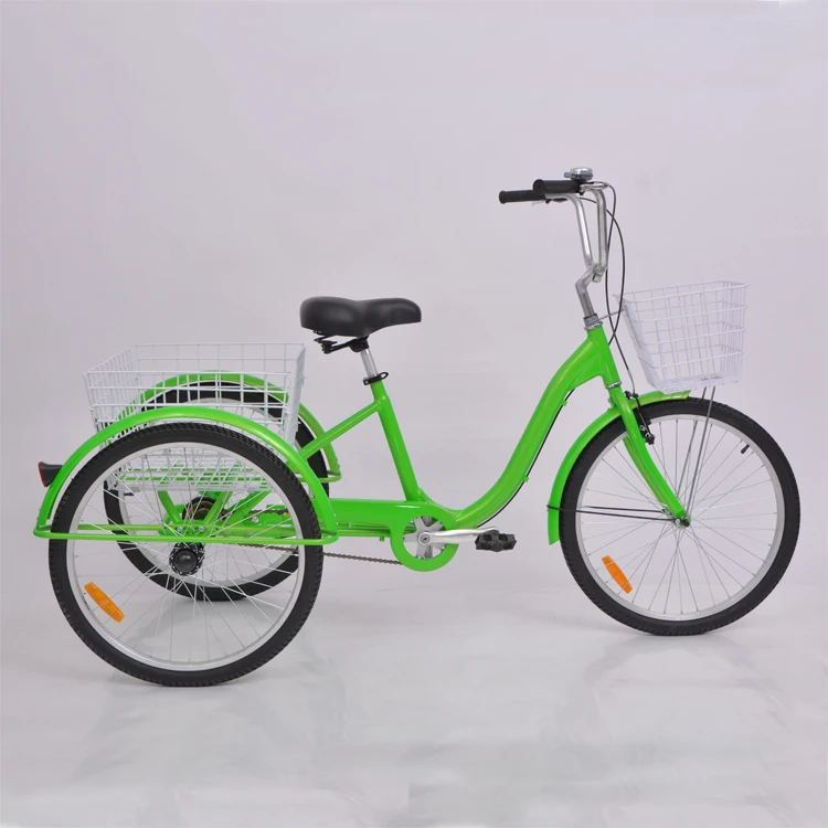 Factory 24 inch Aluminum Alloy Frame Single speed 7 Speed Adult 3 Wheels Tricycle Trick
