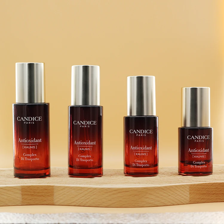  Custom Color Luxury 40ml Press Pump Essence Glass Bottle Foe Cosmetic