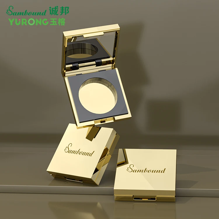 Custom Square Gold D30mm Empty Blush On Container Powder Blush Palette Packaging