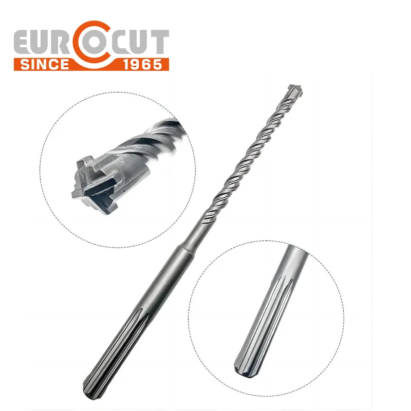 EUROCUT SDS Plus 4 Cutter Full Carbide Tipped Hammer Drill Bit For Brick Stone And Concrete Drill Bit