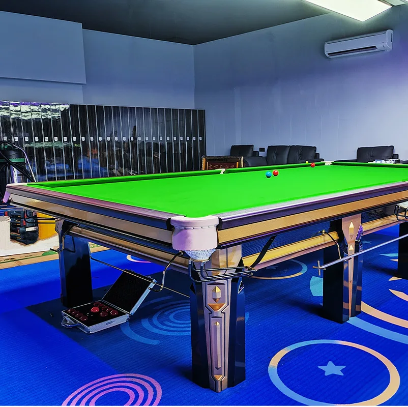 12 feet solid wood snooker table bluestone slab is solid and durable with a set of accessories