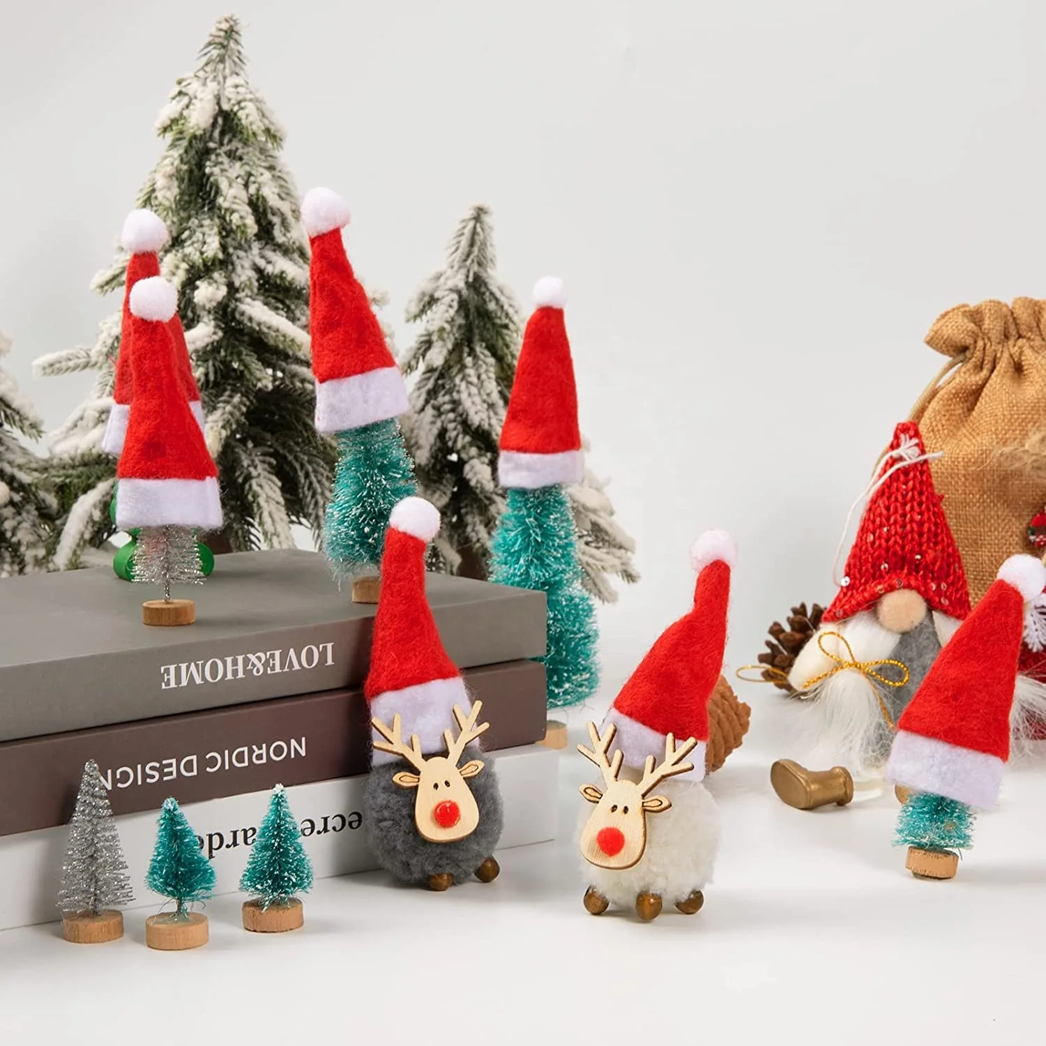 Mini Christmas Santa Hat With Plush Ball cheap scarf christmas mini santa red hats cutlery for decor