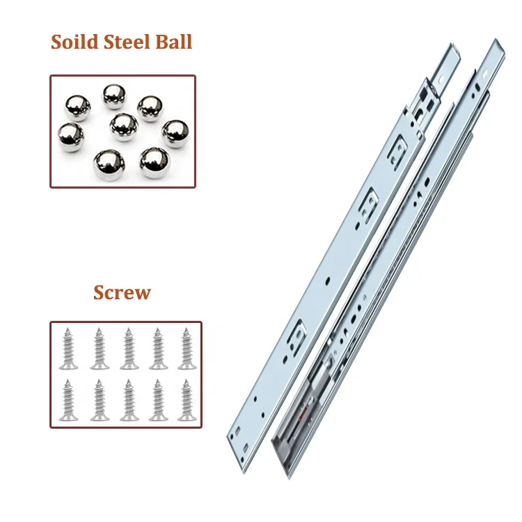 Ronghui 3-fold Full Extension Sliding Drawer Slide Push To Open Rebound Ball Bearing Slide Rails