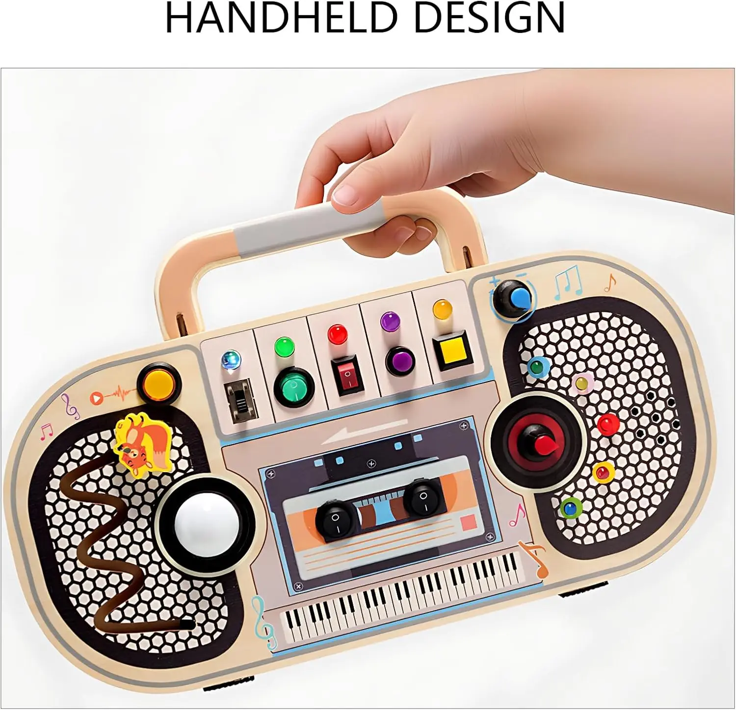 Montessori Busy Board for Toddlers Wooden Sensory Toys With LED Lights 