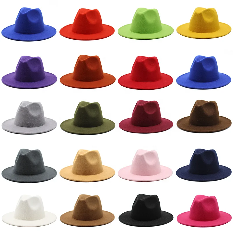 Solid Color Polyester Cotton Vegan Material Fedora hat Fedora Hats for Women Men Party Music Festival Fashion fedora hats