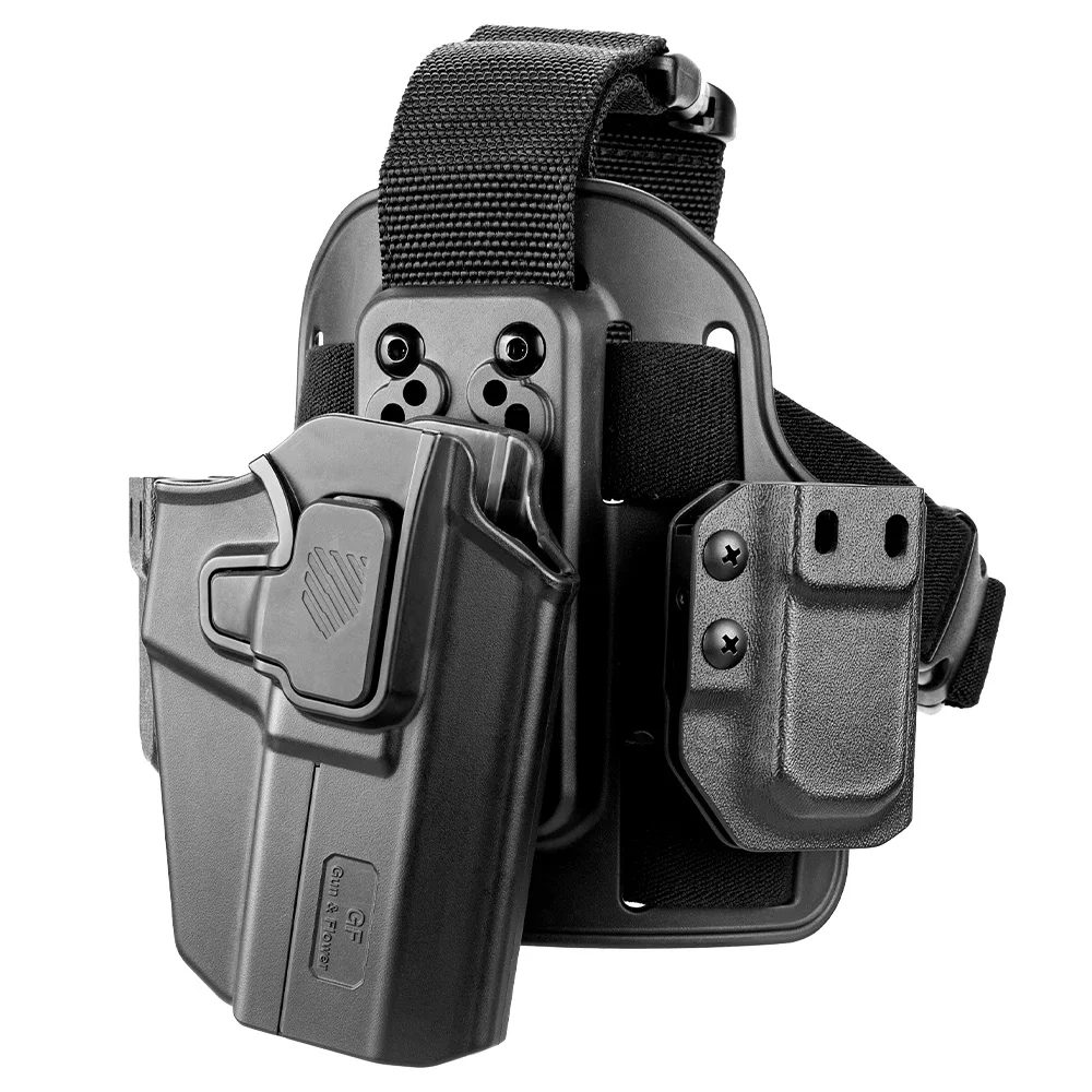 Gun&flower Drop Legs Holster with Magazine Holster Polymer Material Case