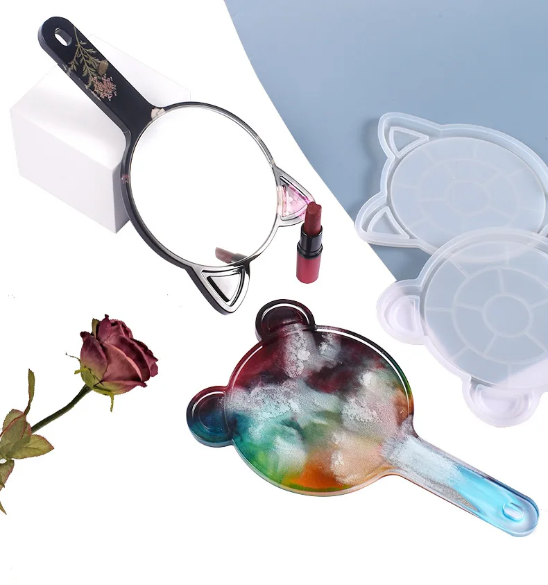 Crystal Epoxy Resin Mold Panda Ear Cat Ear Cute Creative Practical Mirror Lens Silicone Mold For Resin moldes de silicona