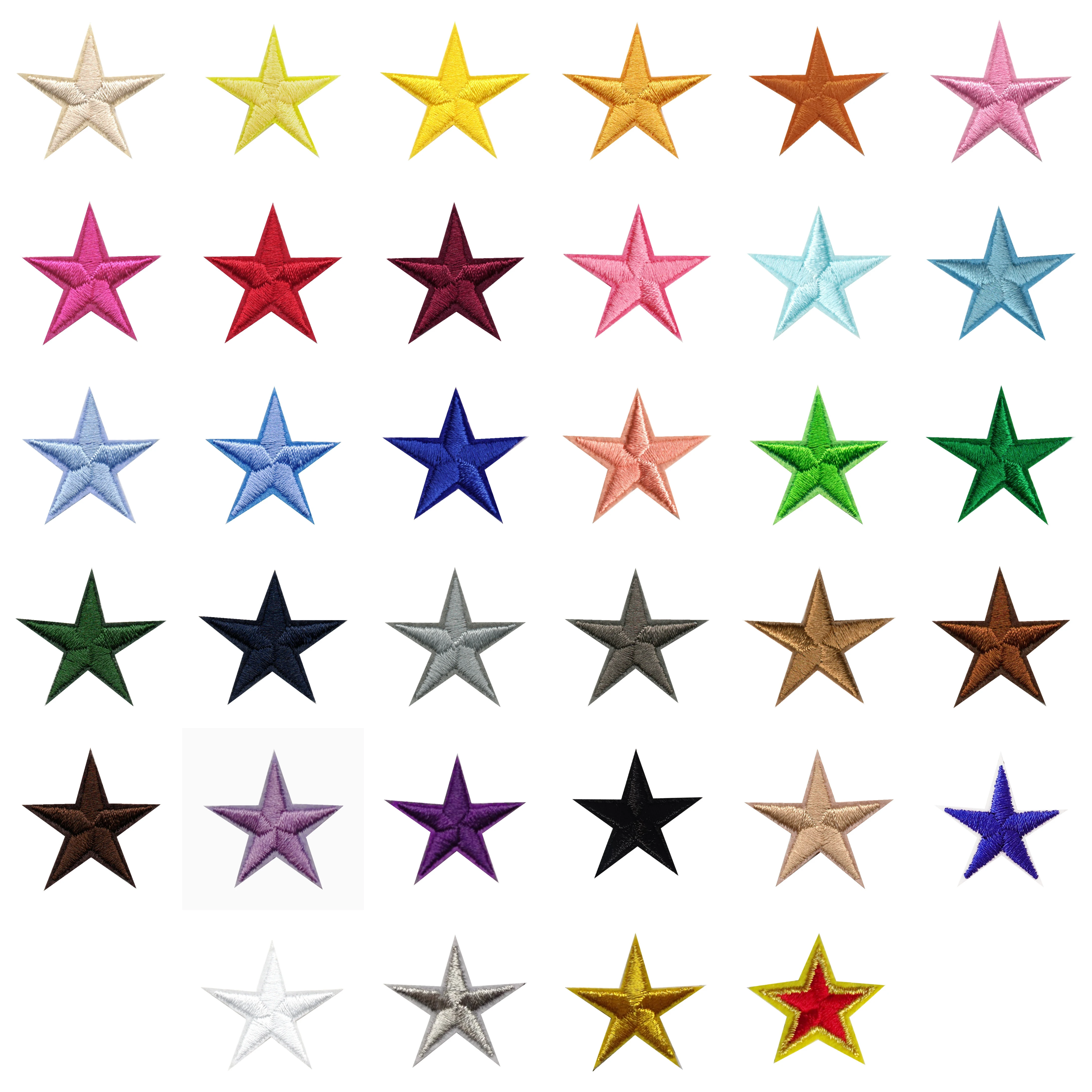 Hot sale in stock with 32 colors for options felt base embroidered iron on star patches