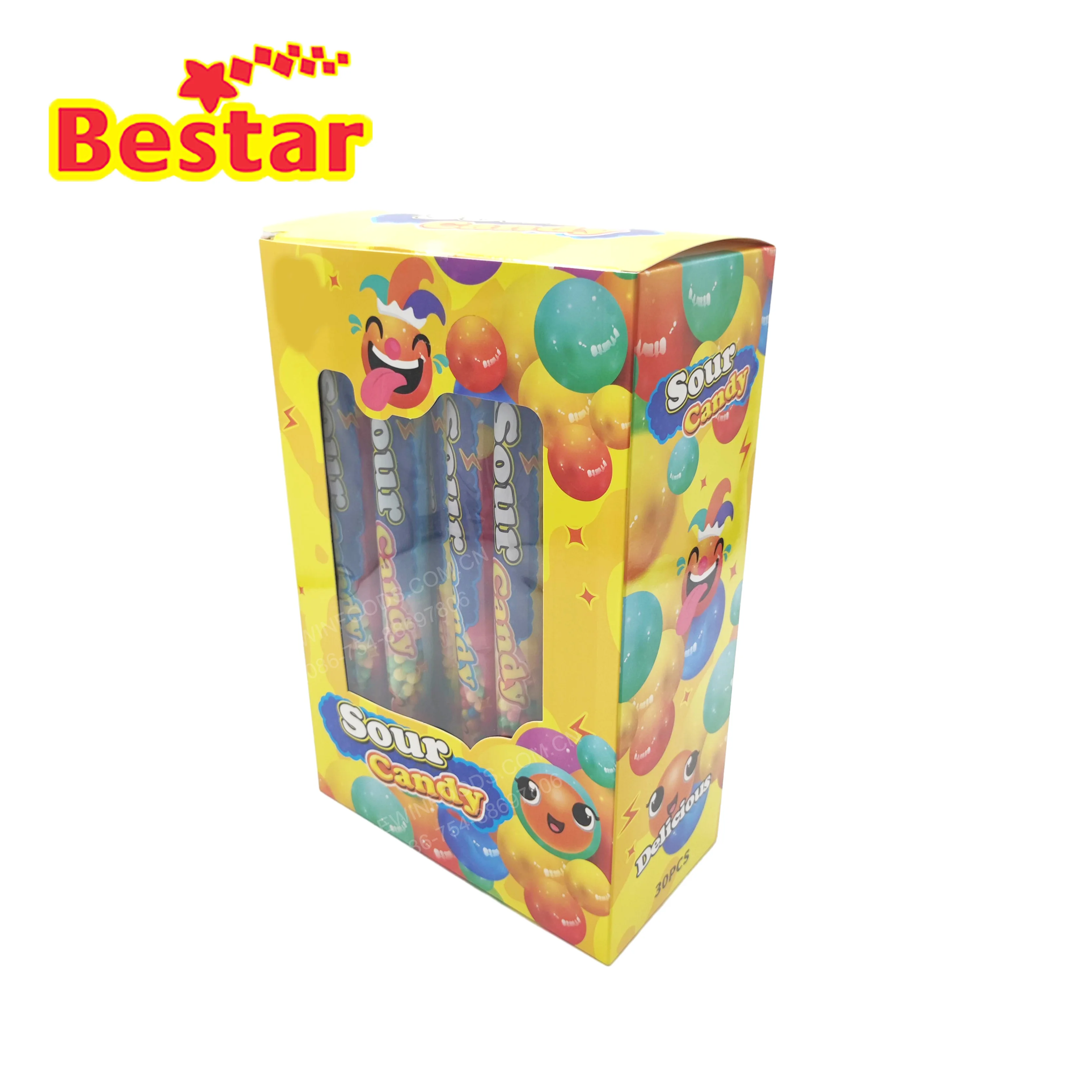 Sour puffed candy fruit sour candy factory price mini puffed candy