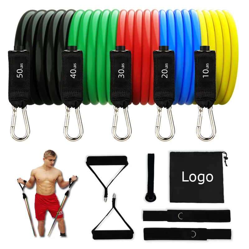GEDENG  sport strength training Equipment 11 Pcs Resistance Bands Training Tubes Set For gym exercise fitness