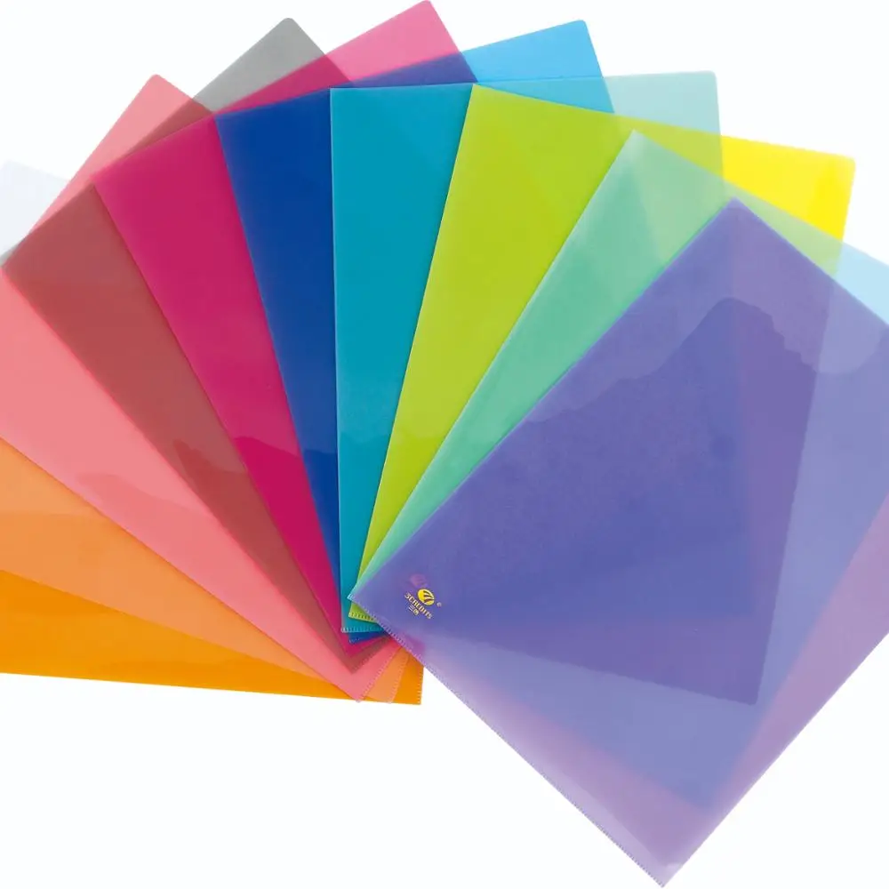 L-Type Plastic Folder - 18C Transparent Clear Document Folder for A4 Size Paper Sleeves