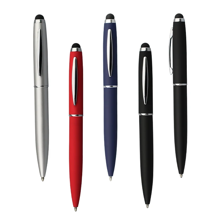 Luxury promotion stylus ballpoint metal soft touch rubber pen with custom logo