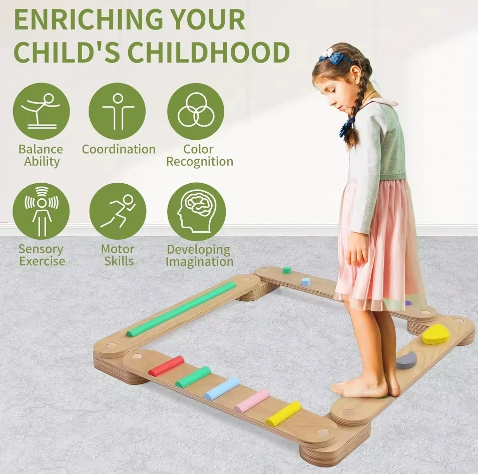 Kids Balance board Sensory Balance Beam Montessori Toy Toddler Wood Balance Beam Wooden