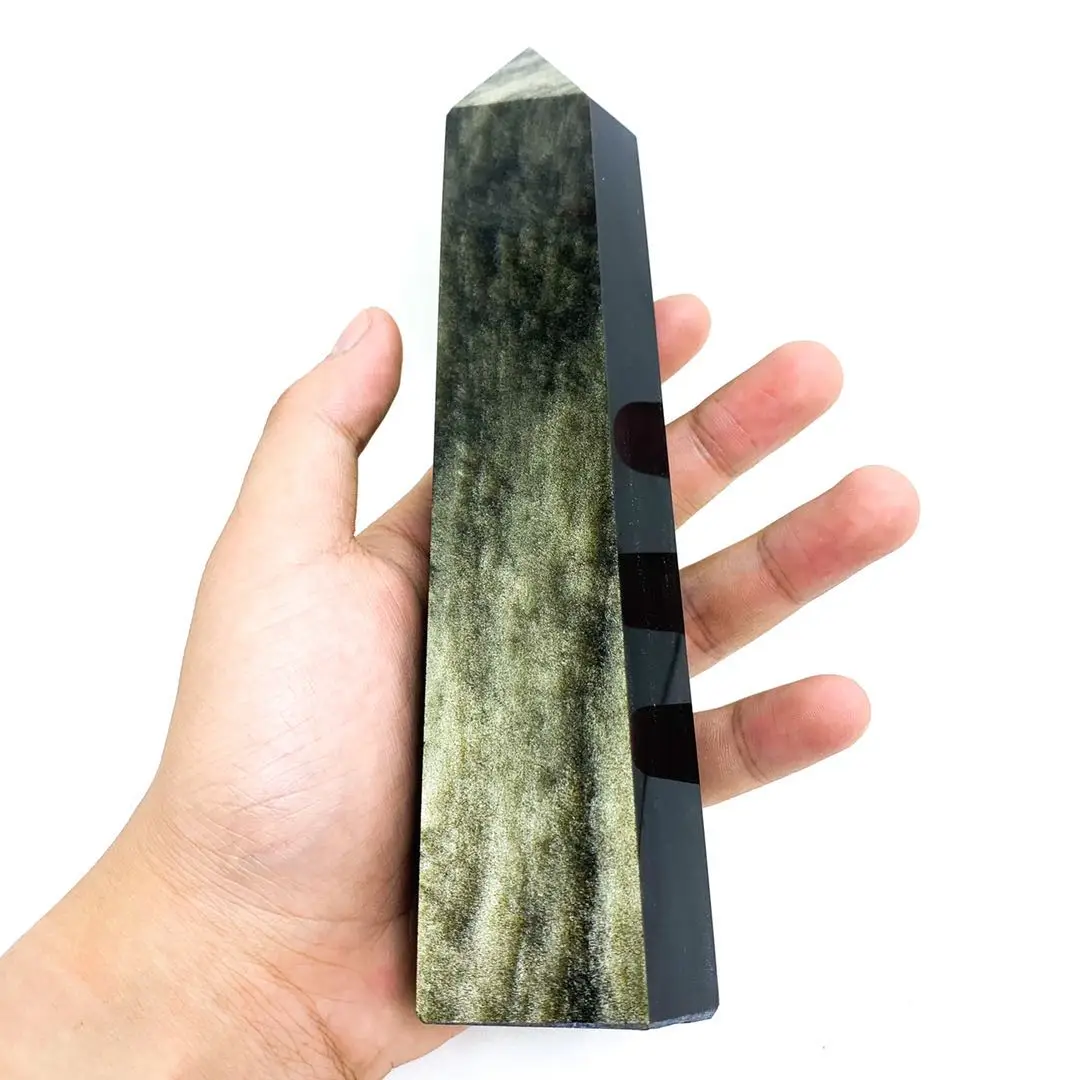 
Natural quality obsidian dots golden obsidian pillars decorative gifts 