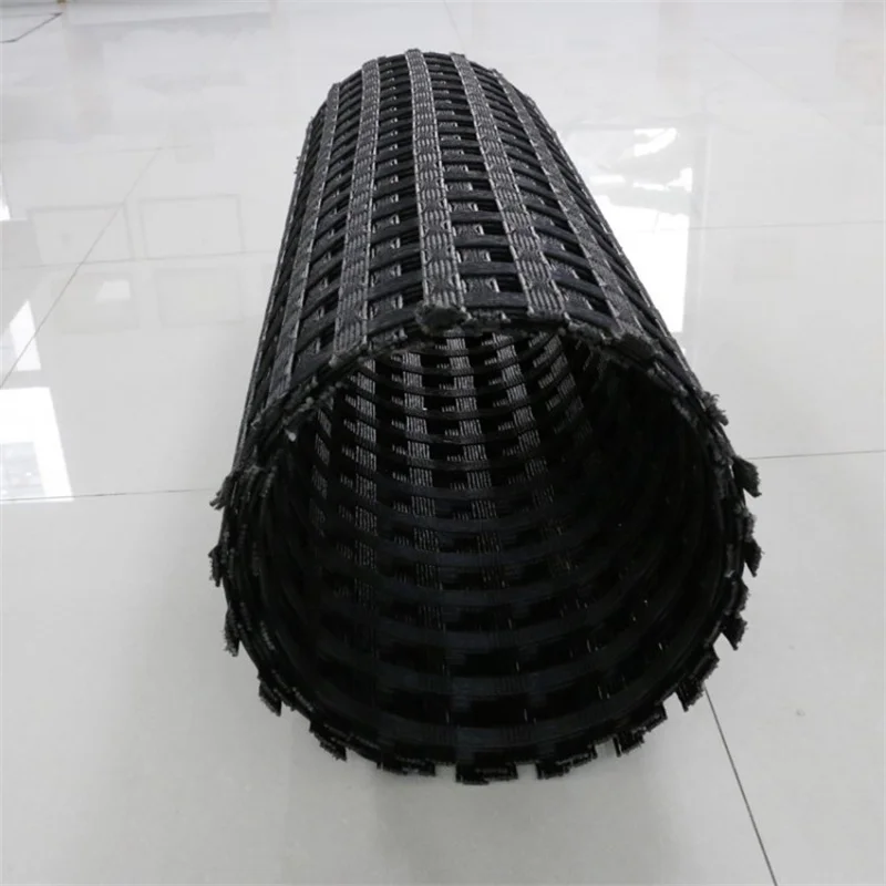 High Quality Factory Direct Sale Polyester Geogrid Soft Black Horizontal Packing Color for road railway mine