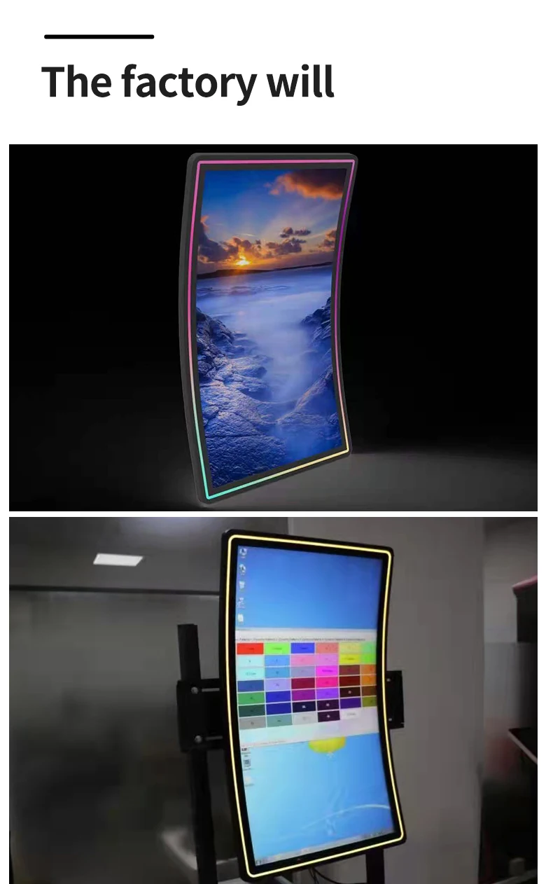 32 inch wall mounted curved screen with capacitive touch 4K display Business Gaming Computer Game Monitor