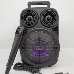 OEM Portable Card Wireless Speaker 6.5 Inch Wireless BT Subwoofer Speaker with Microphone Grip